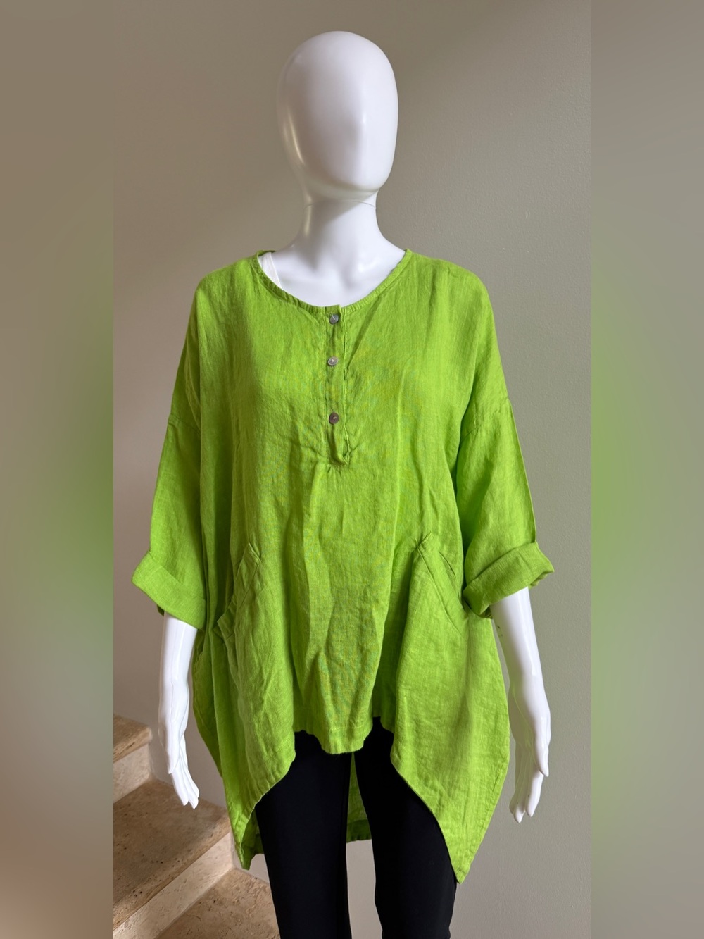 DEVITALIA Linen Top Blouse Tunic One Size